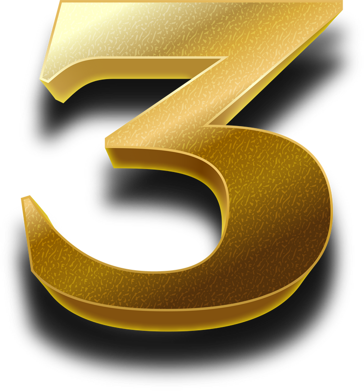 Luxury Gold Alphabet Number 3